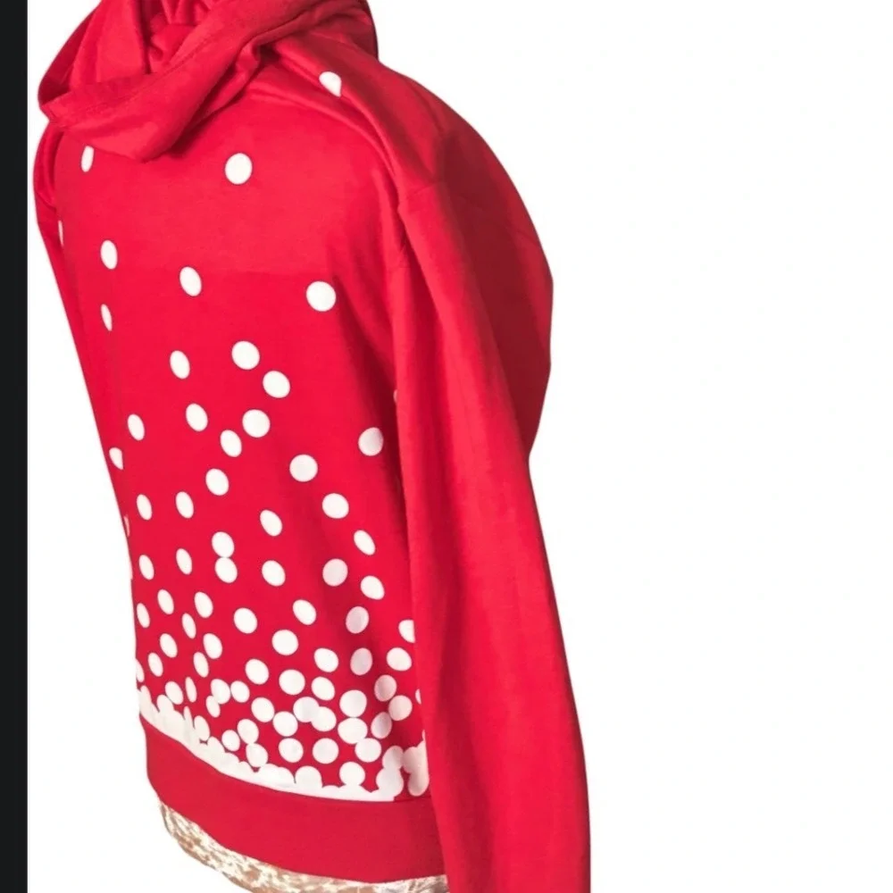 Disney Parks Minnie Mouse Red Polka Dot Embroidered Zip Hoodie XL Official youth
